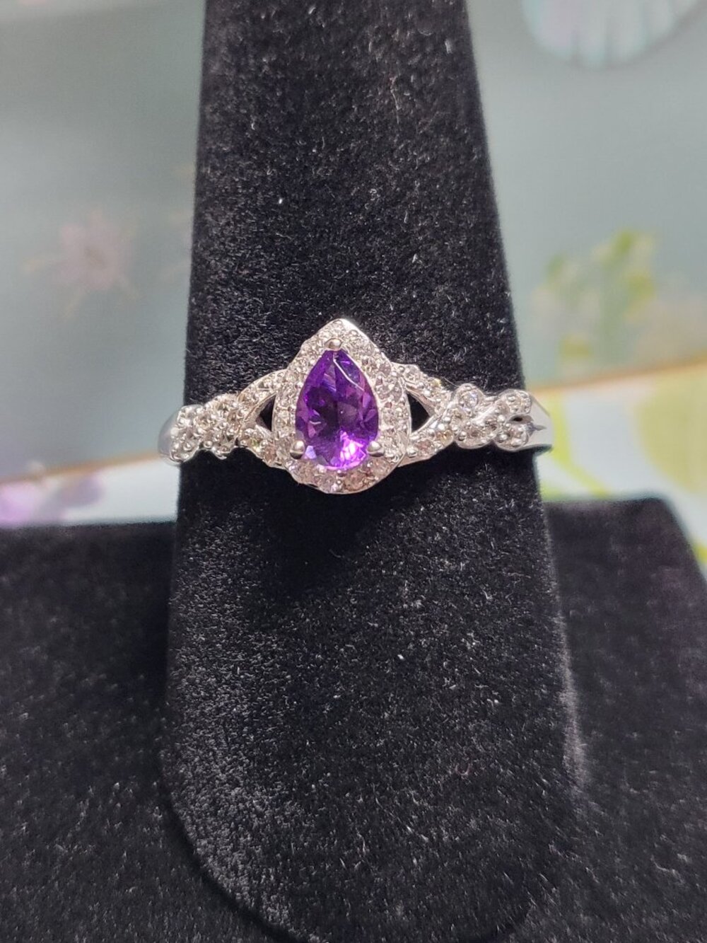 Moroccan Amethyst & White Zircon Sterling Silver Ring